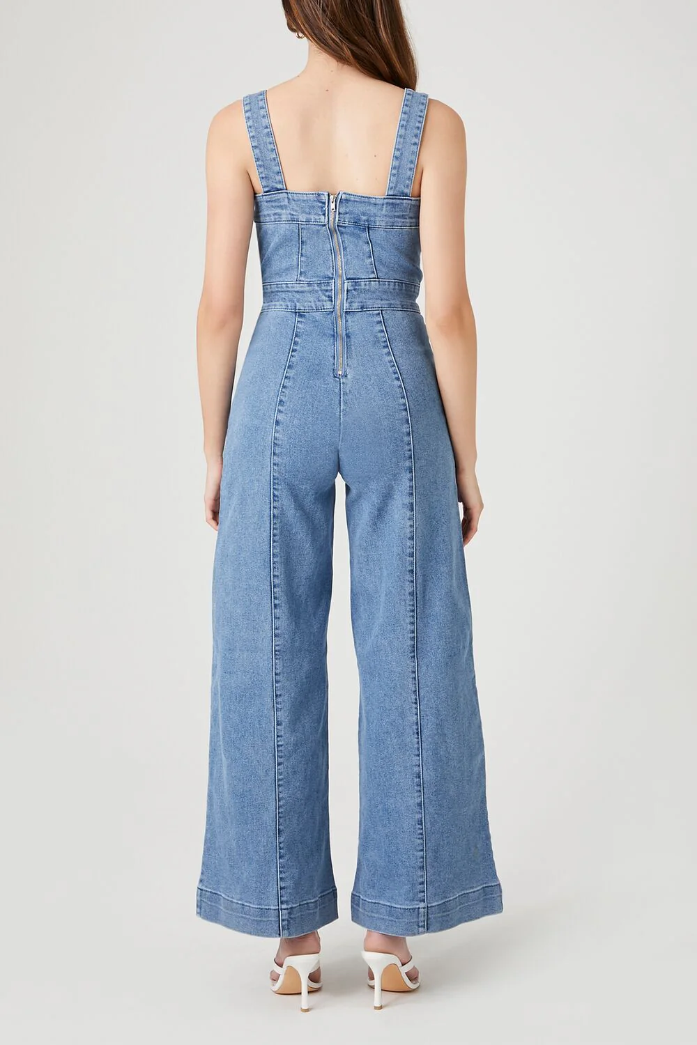Wide-Leg Denim Overalls - Image 3