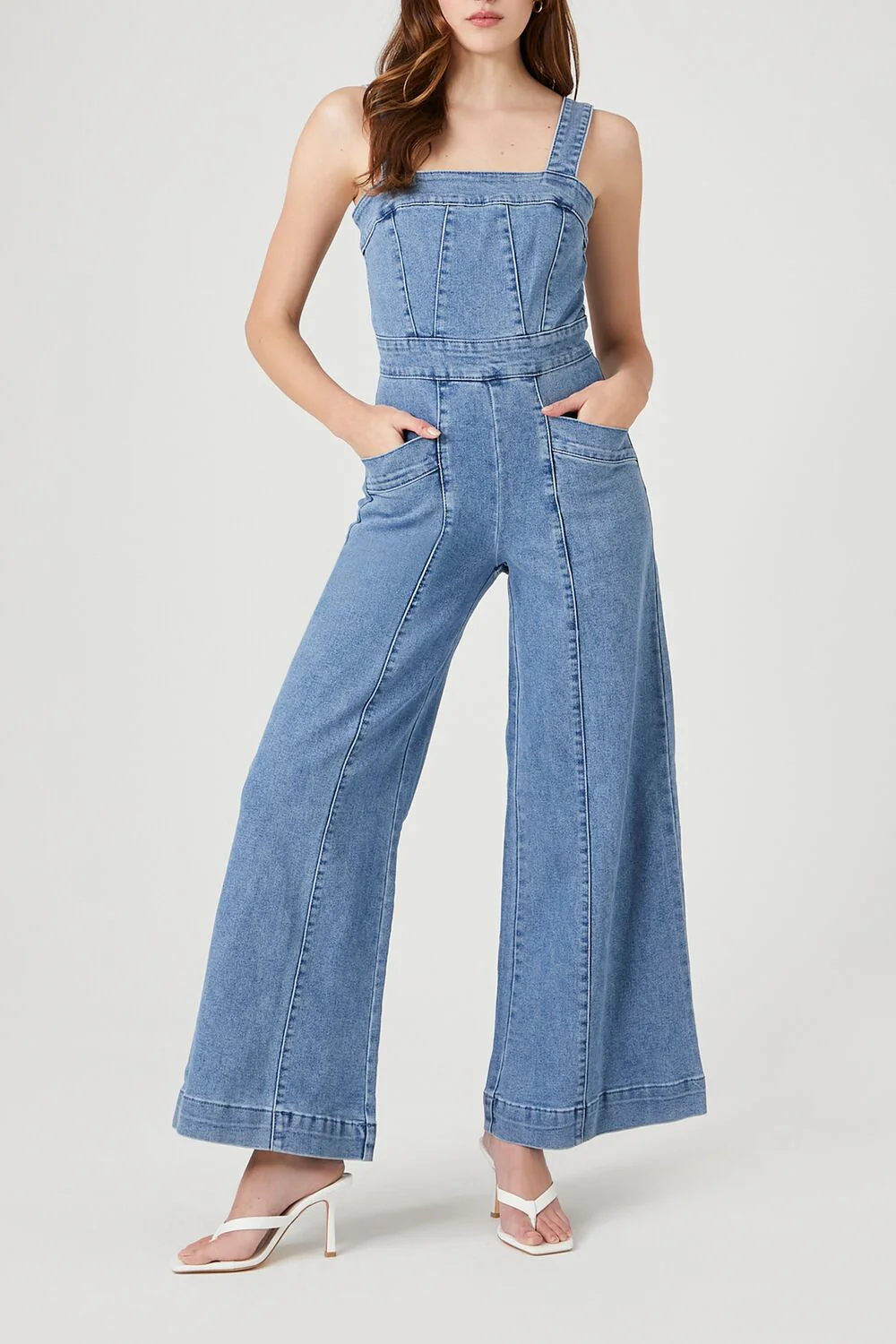 Wide-Leg Denim Overalls - Image 4