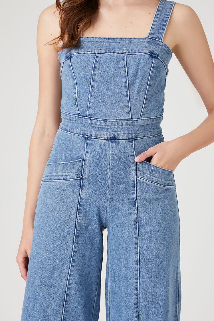 Wide-Leg Denim Overalls - Image 5