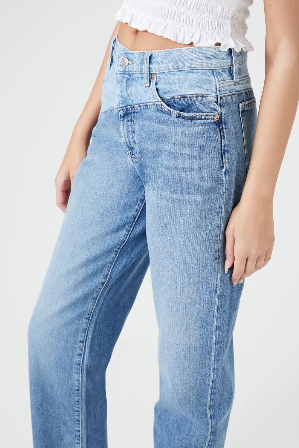 Reworked Colorblock Straight Jeans - Image 4