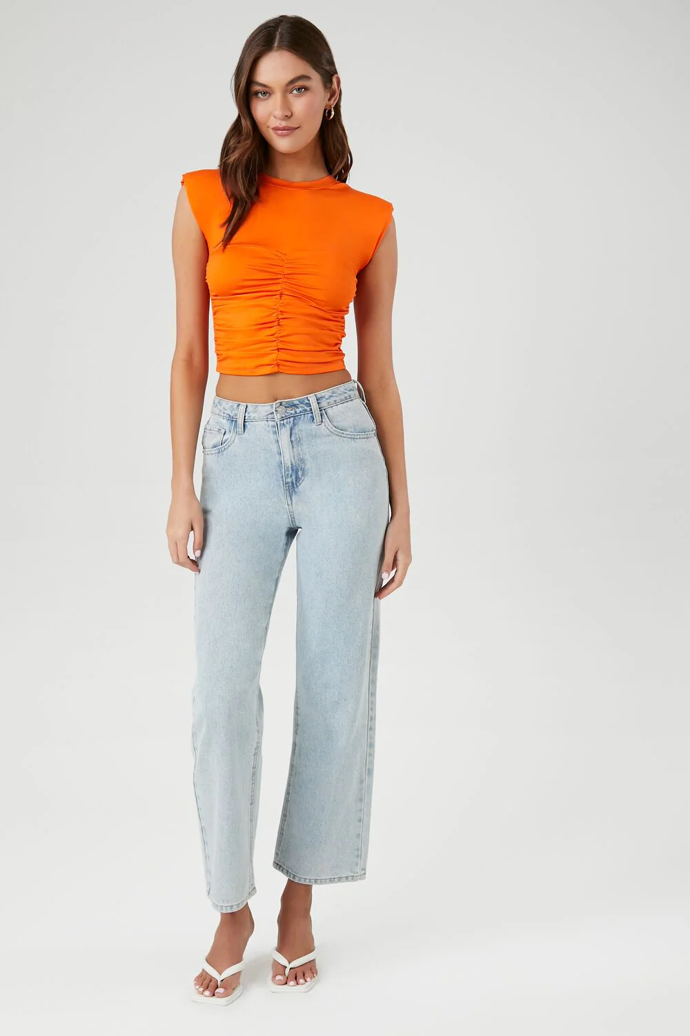 Ruched Cap-Sleeve Crop Top - Image 4