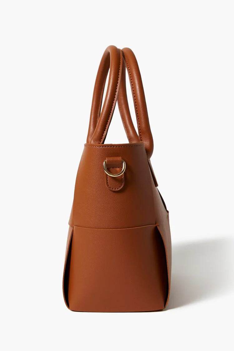 Faux Leather Basketwoven Tote Bag - Image 3