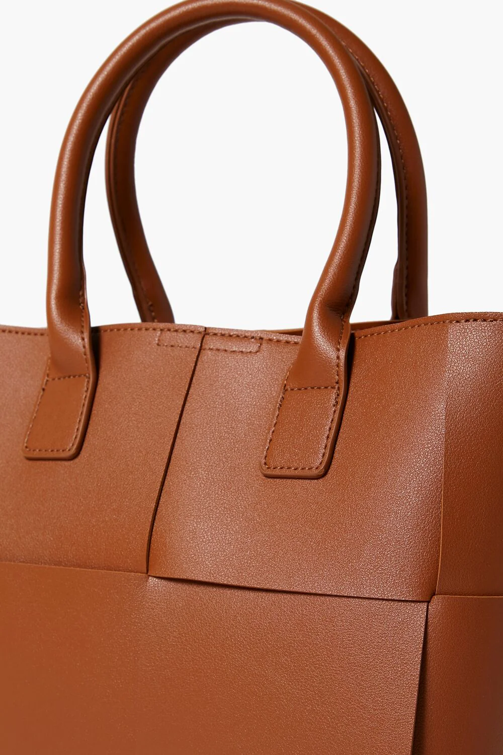 Faux Leather Basketwoven Tote Bag - Image 5