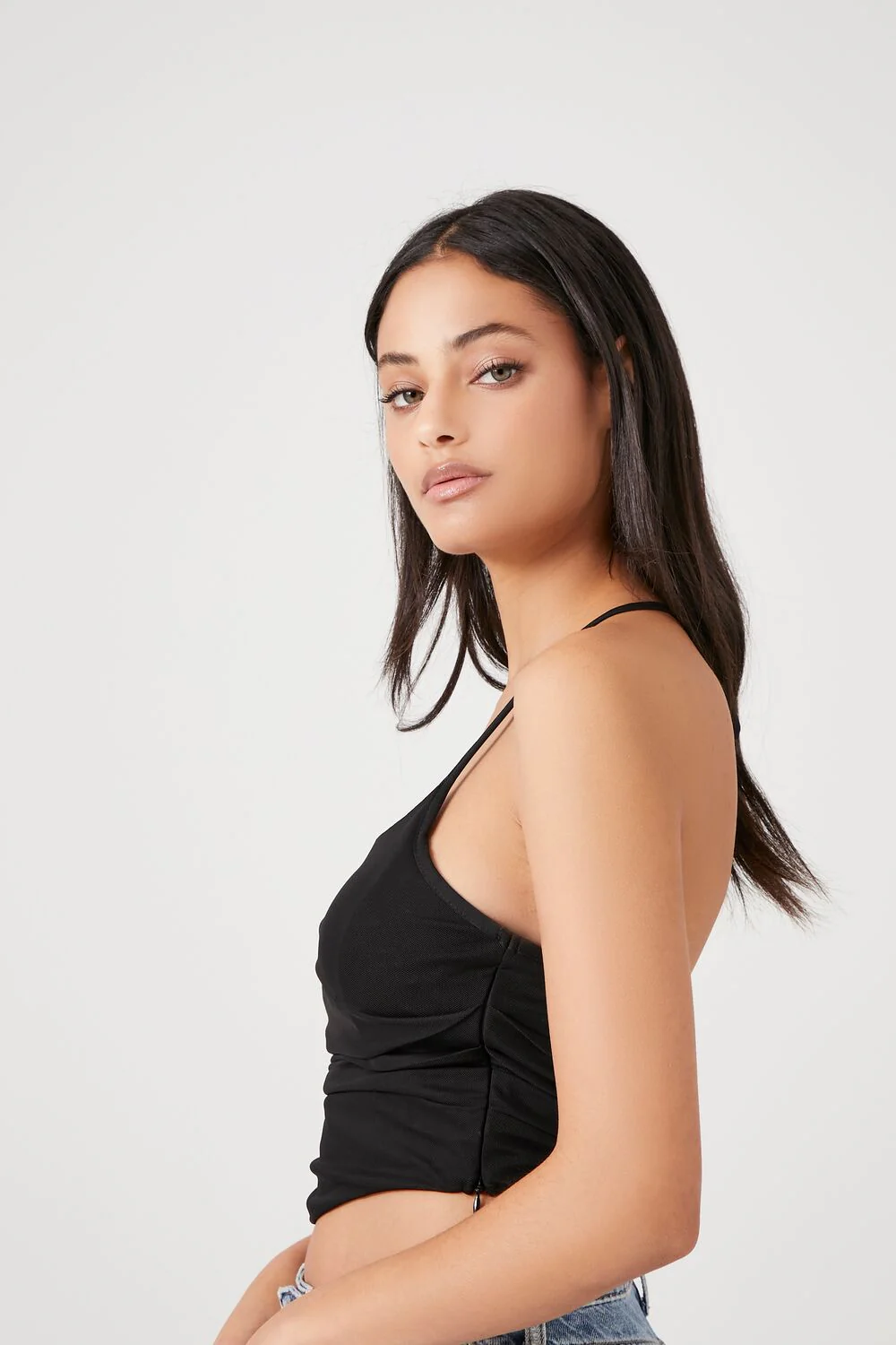 Mesh Cropped Halter Top - Image 2