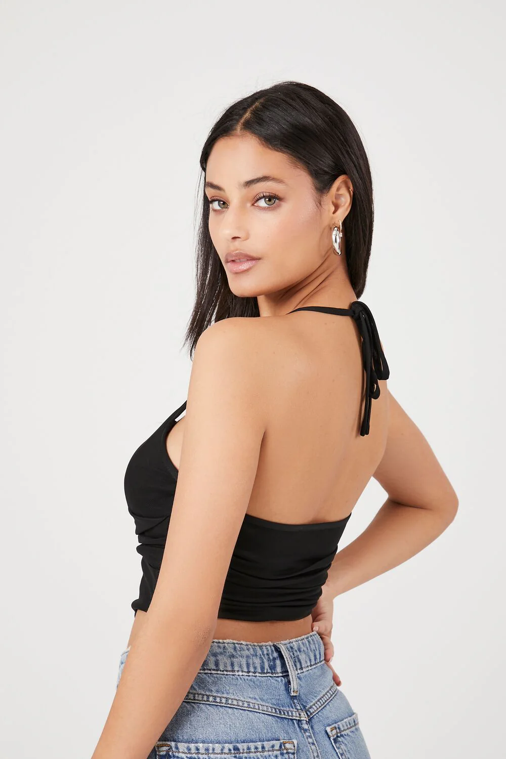 Mesh Cropped Halter Top - Image 3