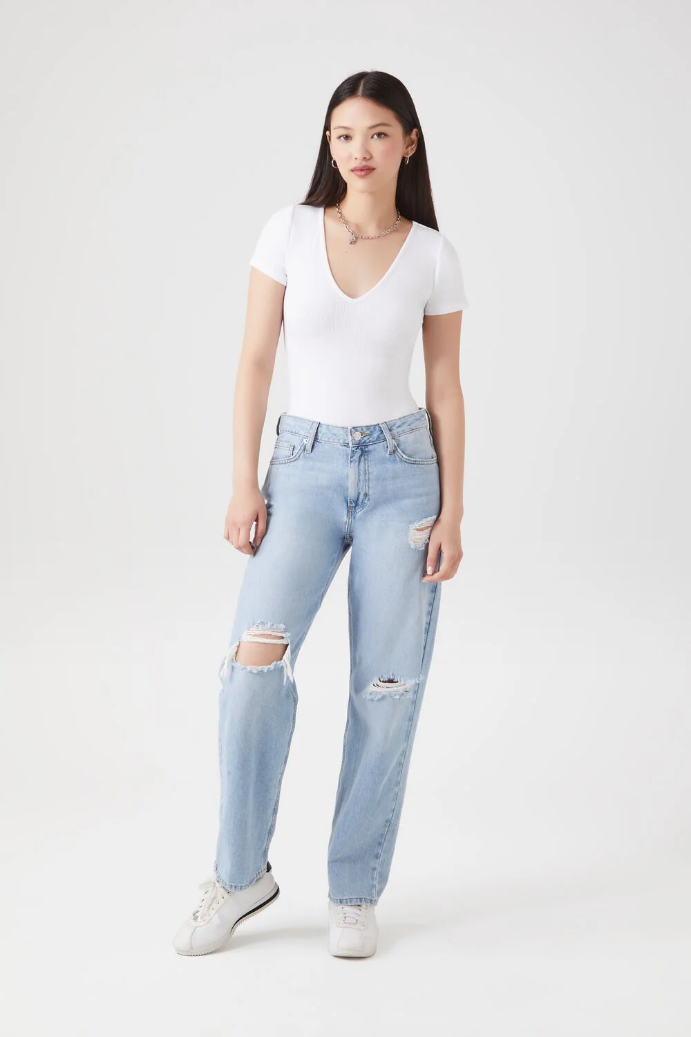 Ribbed Knit V-Neck Bodysuit - Image 4
