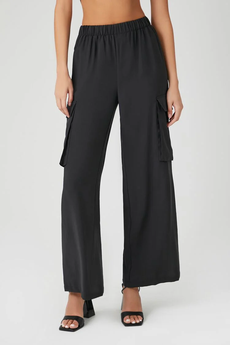 Wide-Leg Poplin Cargo Pants - Image 2