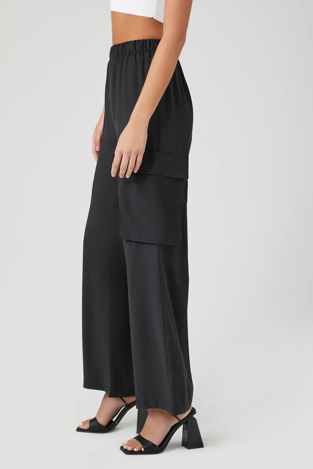 Wide-Leg Poplin Cargo Pants - Image 3
