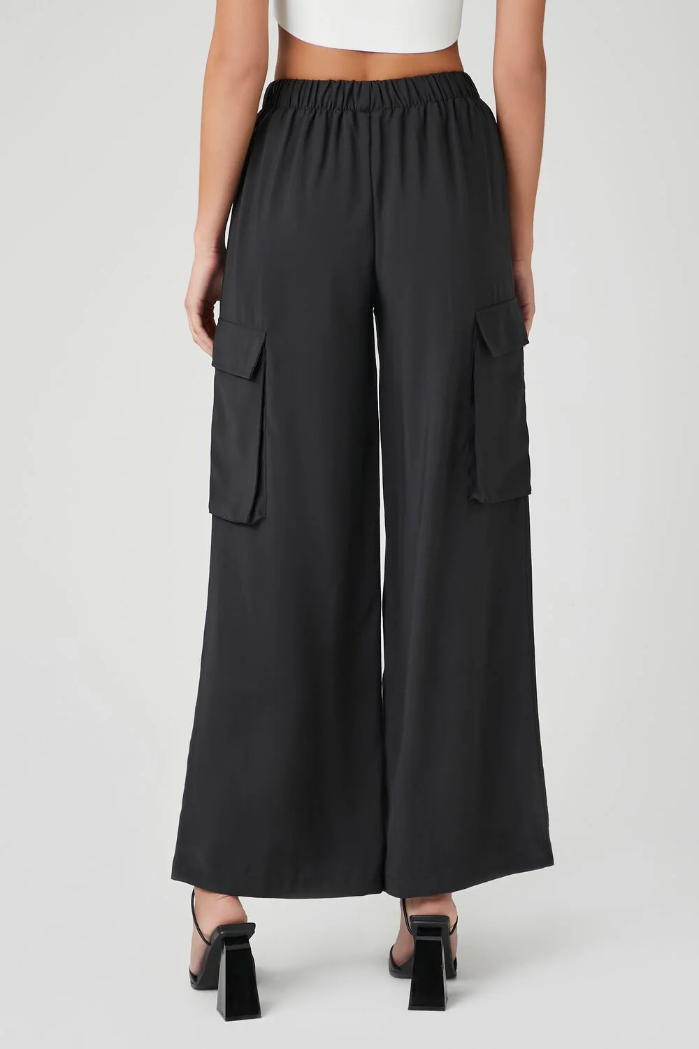 Wide-Leg Poplin Cargo Pants - Image 4