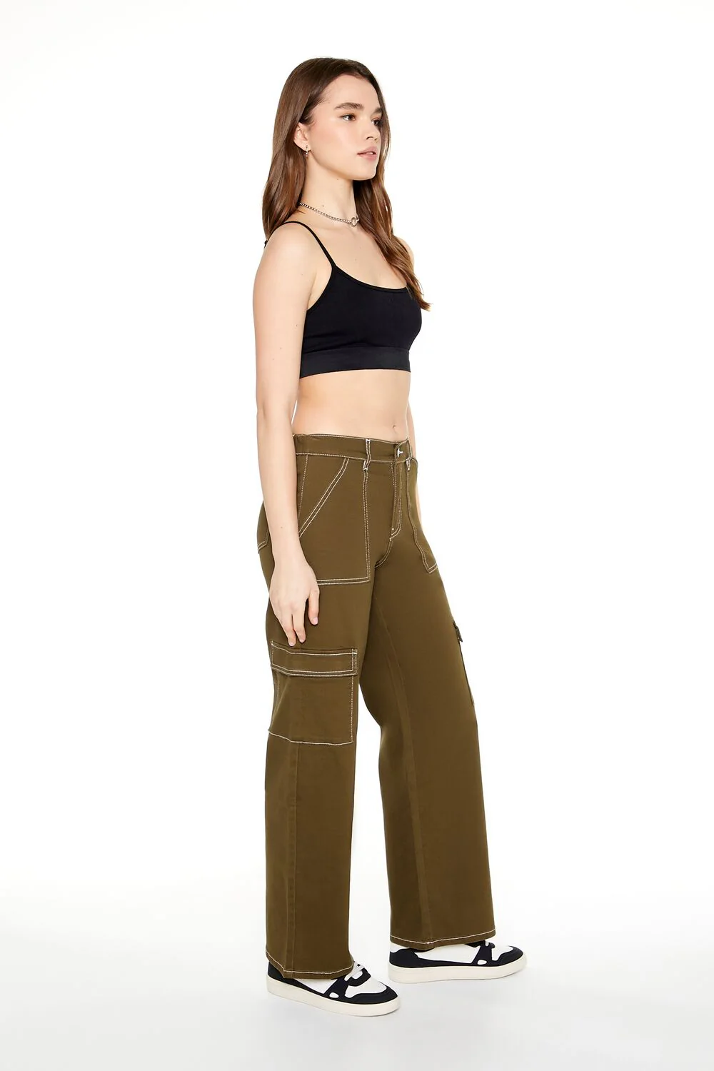 Twill Contrast-Trim Cargo Pants - Image 2
