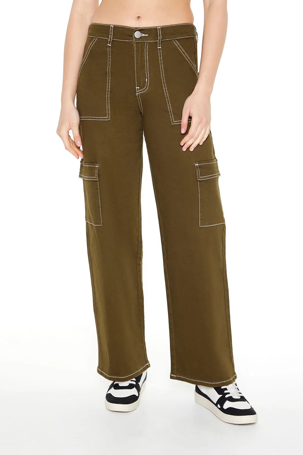 Twill Contrast-Trim Cargo Pants - Image 4