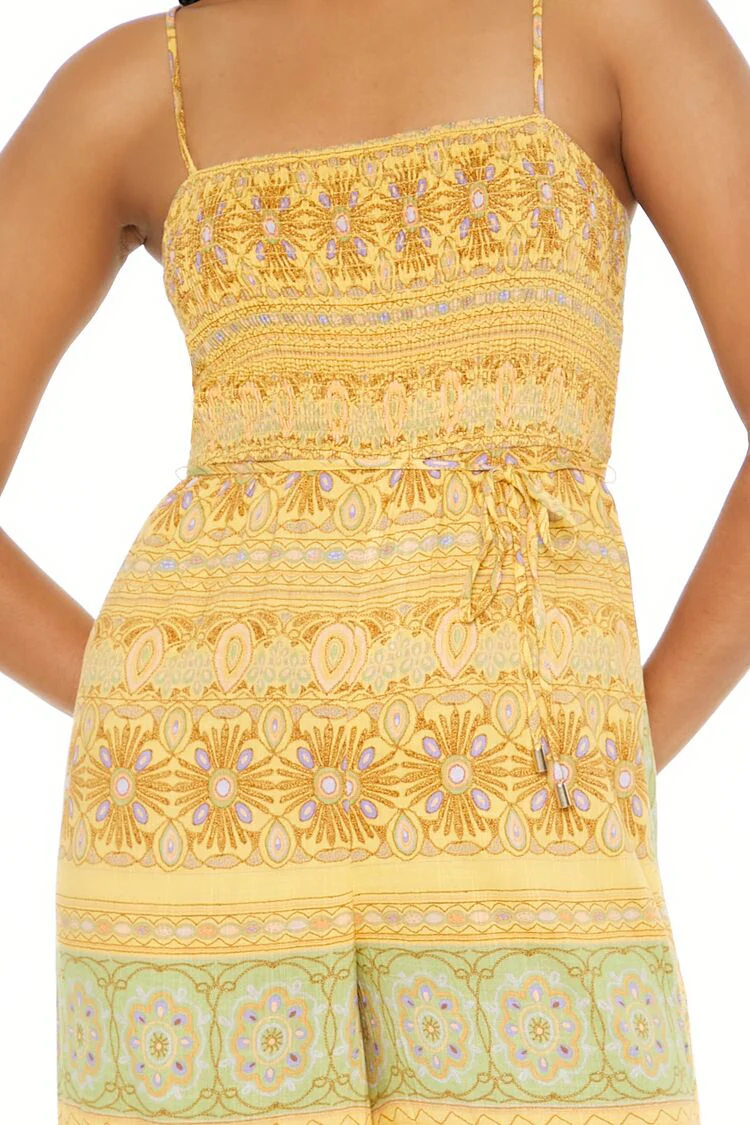 Striped Ornate Print Cami Jumpsuit - Image 4