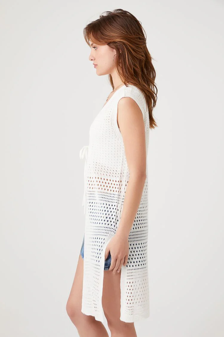 Pointelle Longline Sweater Vest - Image 2