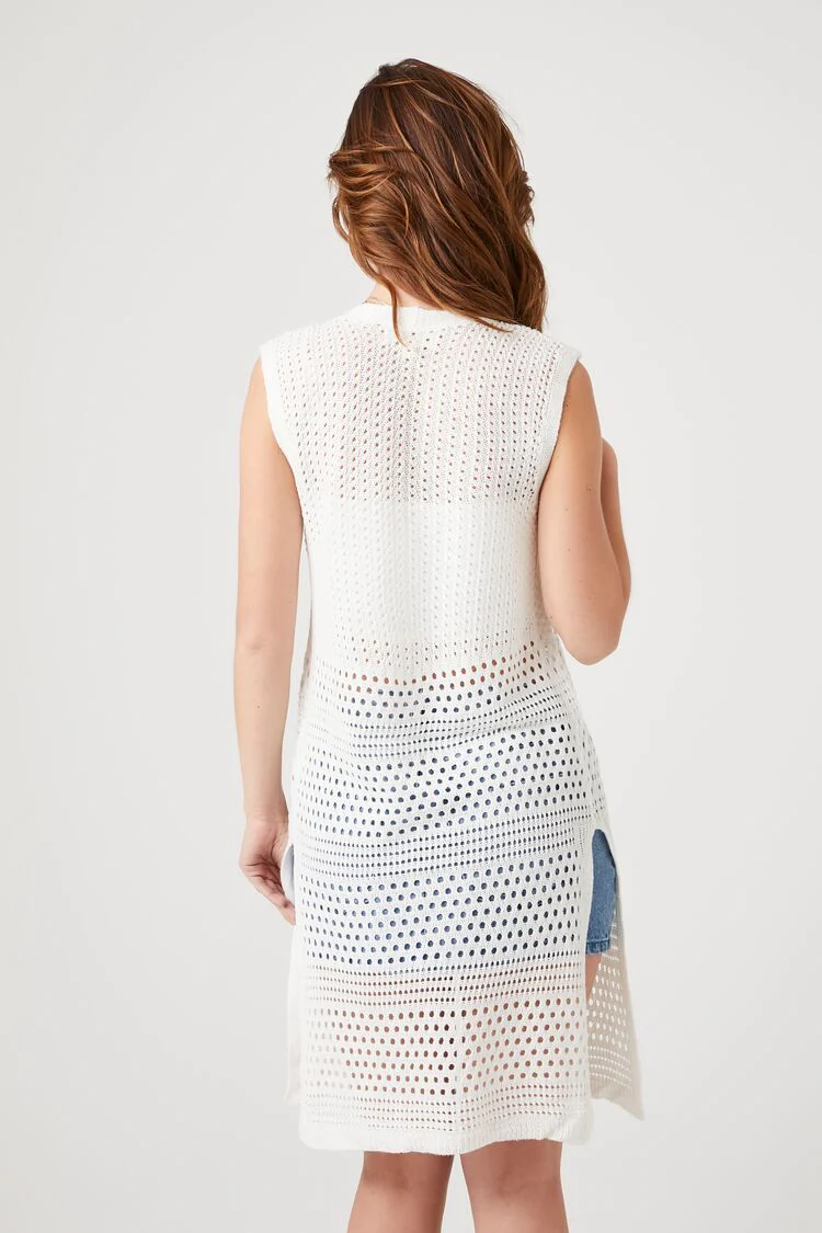 Pointelle Longline Sweater Vest - Image 3