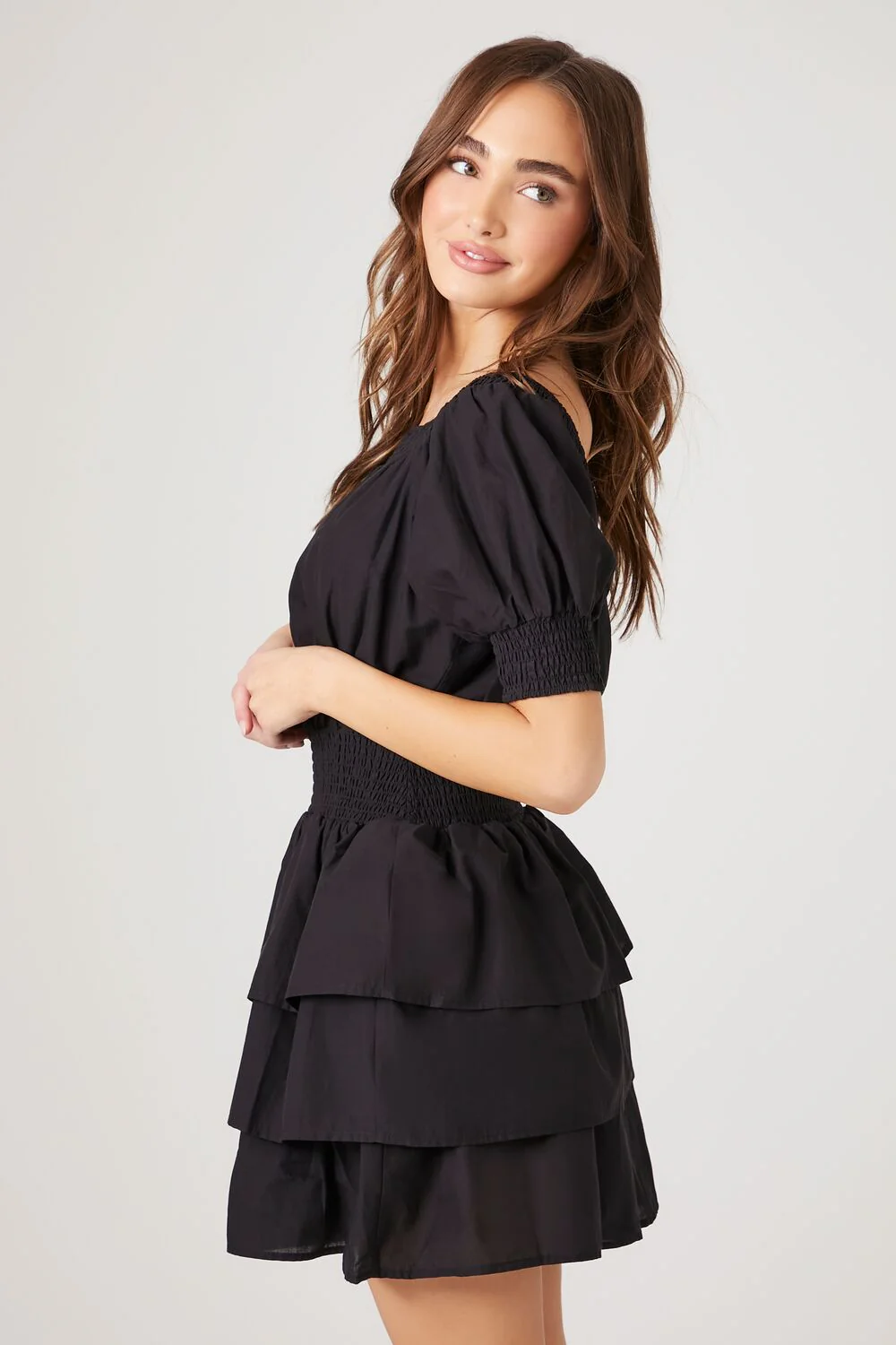 Smocked Puff-Sleeve Mini Dress - Image 2