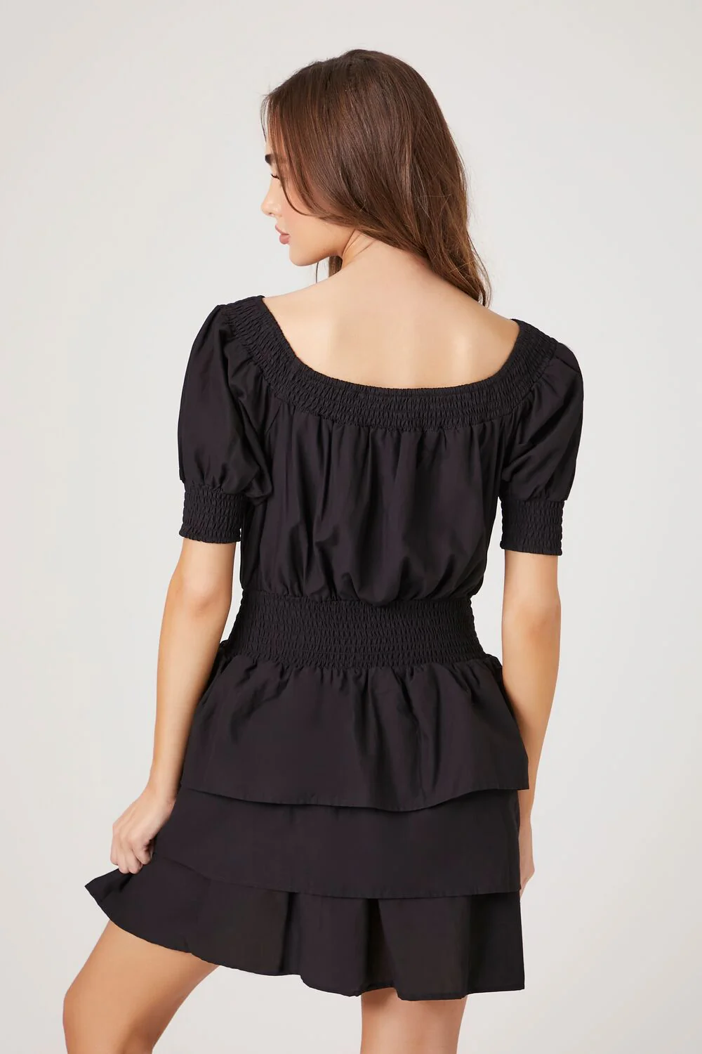 Smocked Puff-Sleeve Mini Dress - Image 3