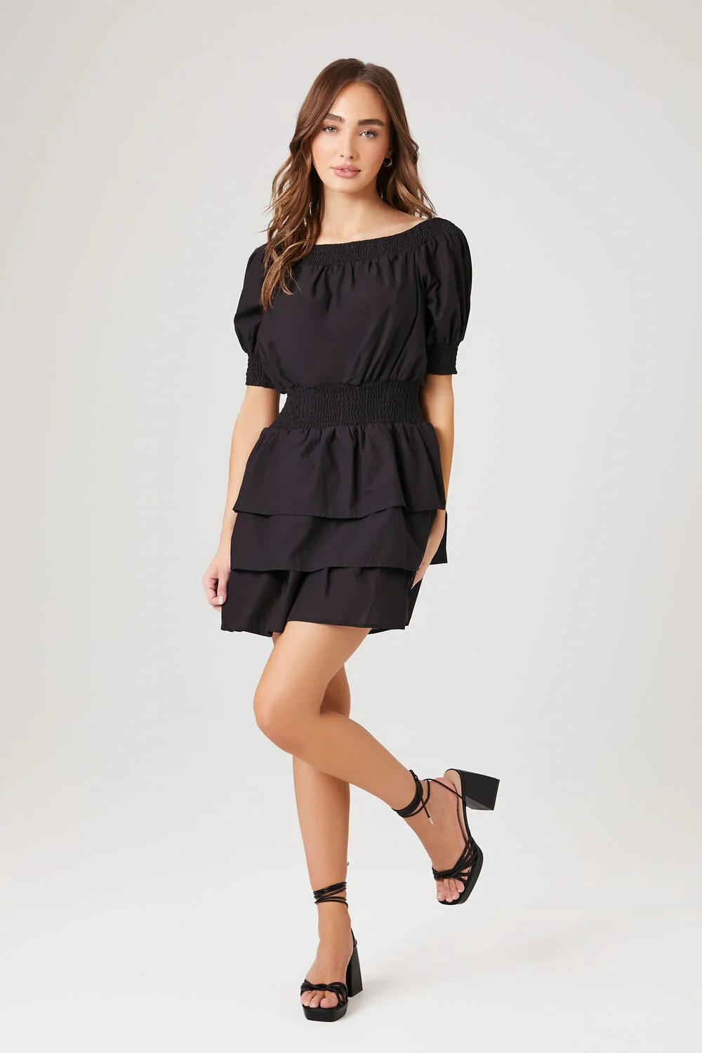 Smocked Puff-Sleeve Mini Dress - Image 4