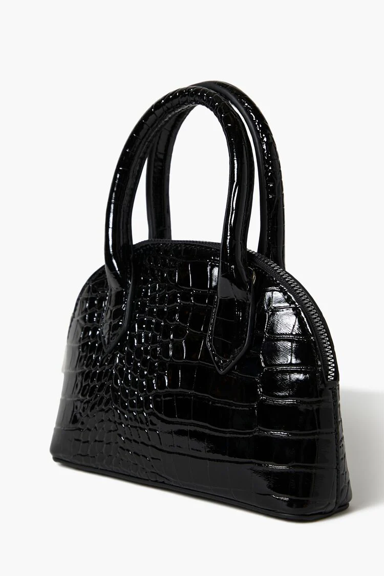 Faux Croc Crossbody Satchel Bag - Image 2