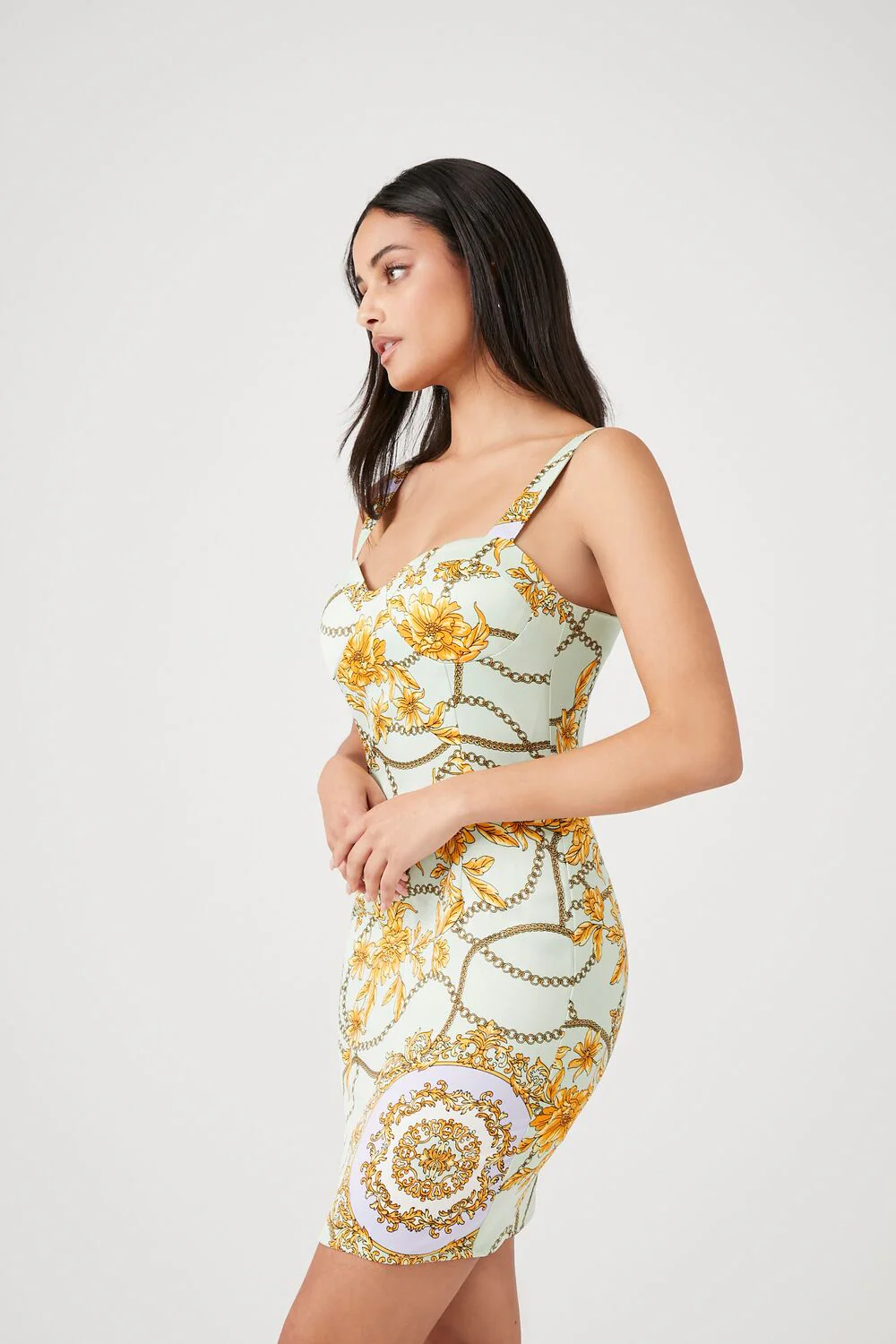 Floral Chain Print Mini Dress - Image 2