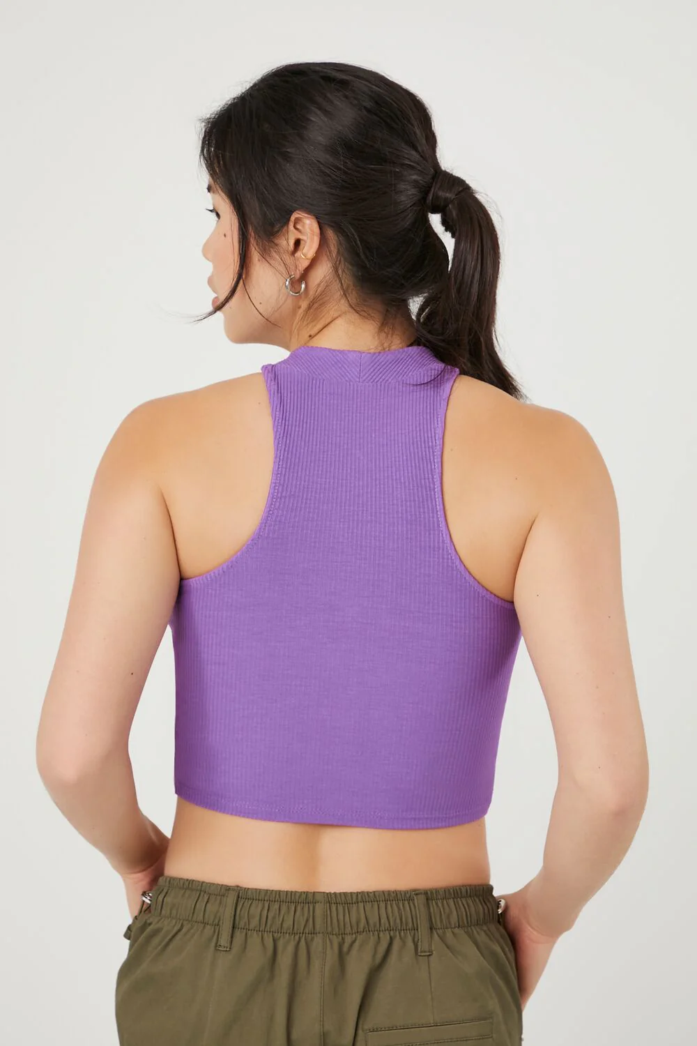 Ribbed Knit Halter Crop Top - Image 3