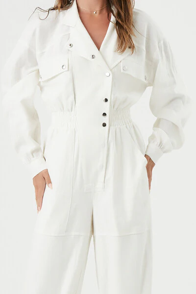 Linen-Blend Notched Jumpsuit - Image 10