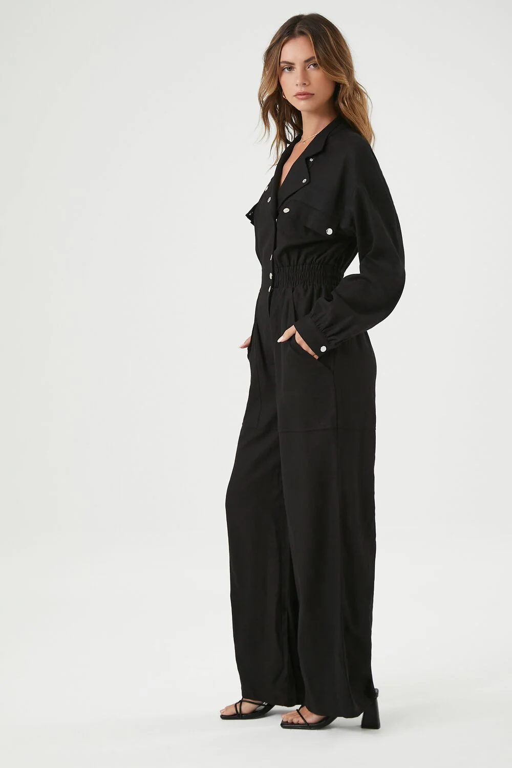 Linen-Blend Notched Jumpsuit - Image 2