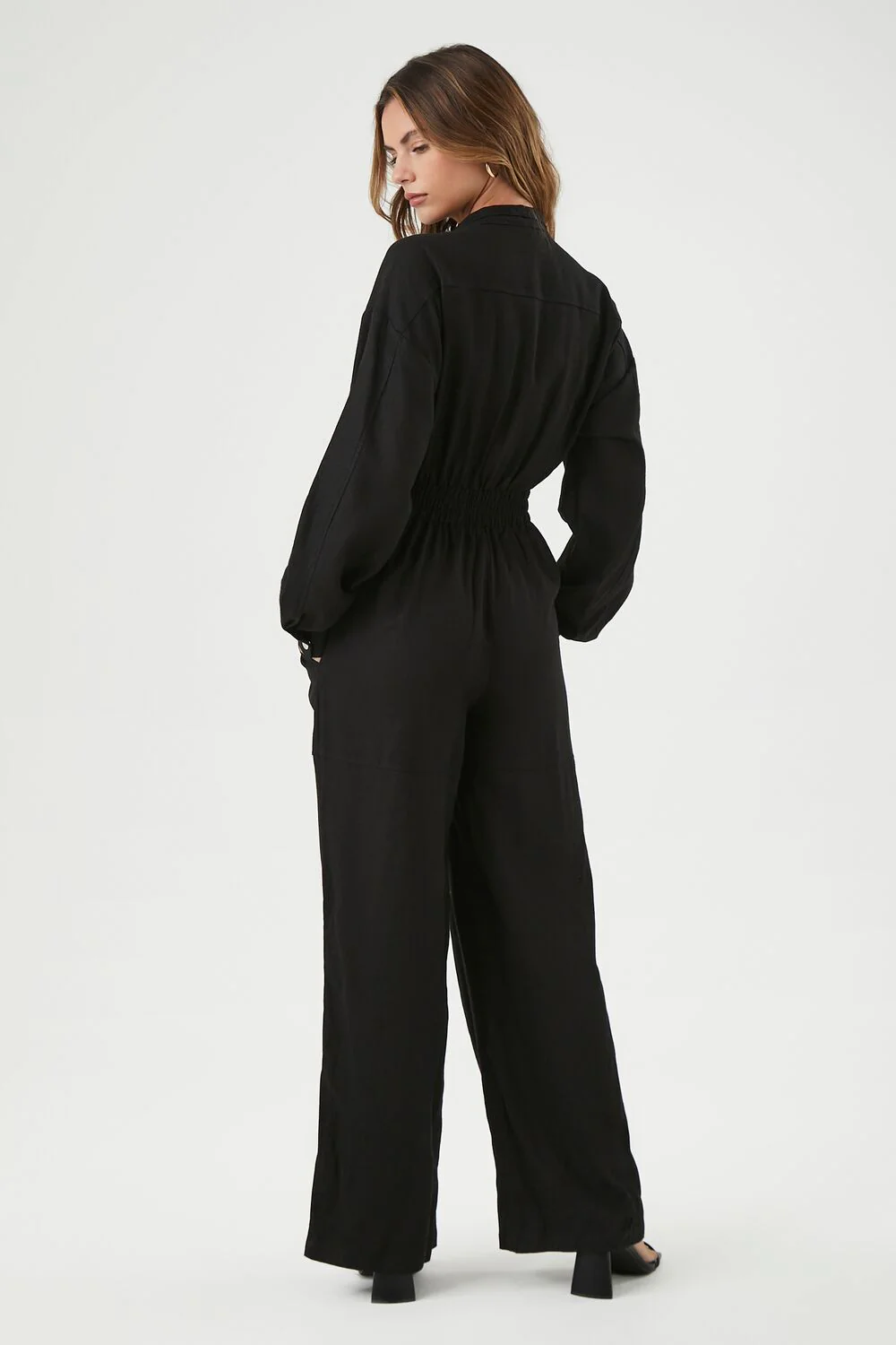 Linen-Blend Notched Jumpsuit - Image 3
