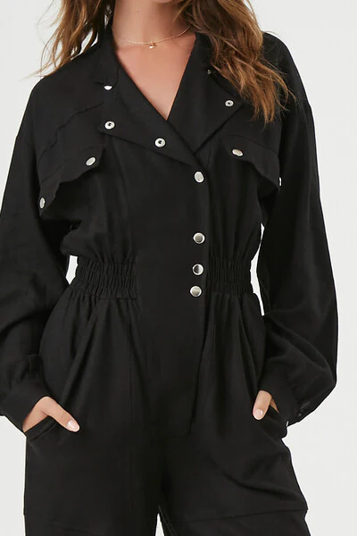 Linen-Blend Notched Jumpsuit - Image 5