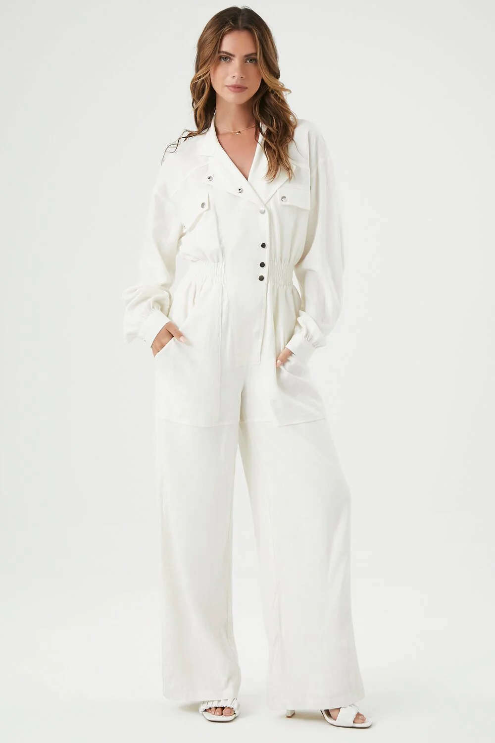 Linen-Blend Notched Jumpsuit - Image 6