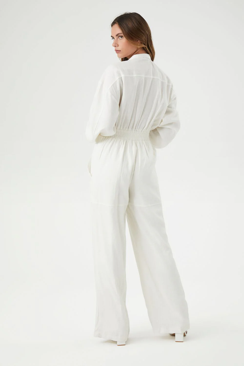 Linen-Blend Notched Jumpsuit - Image 8