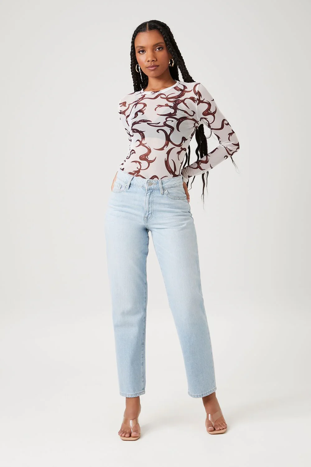Mesh Abstract Print Top - Image 4