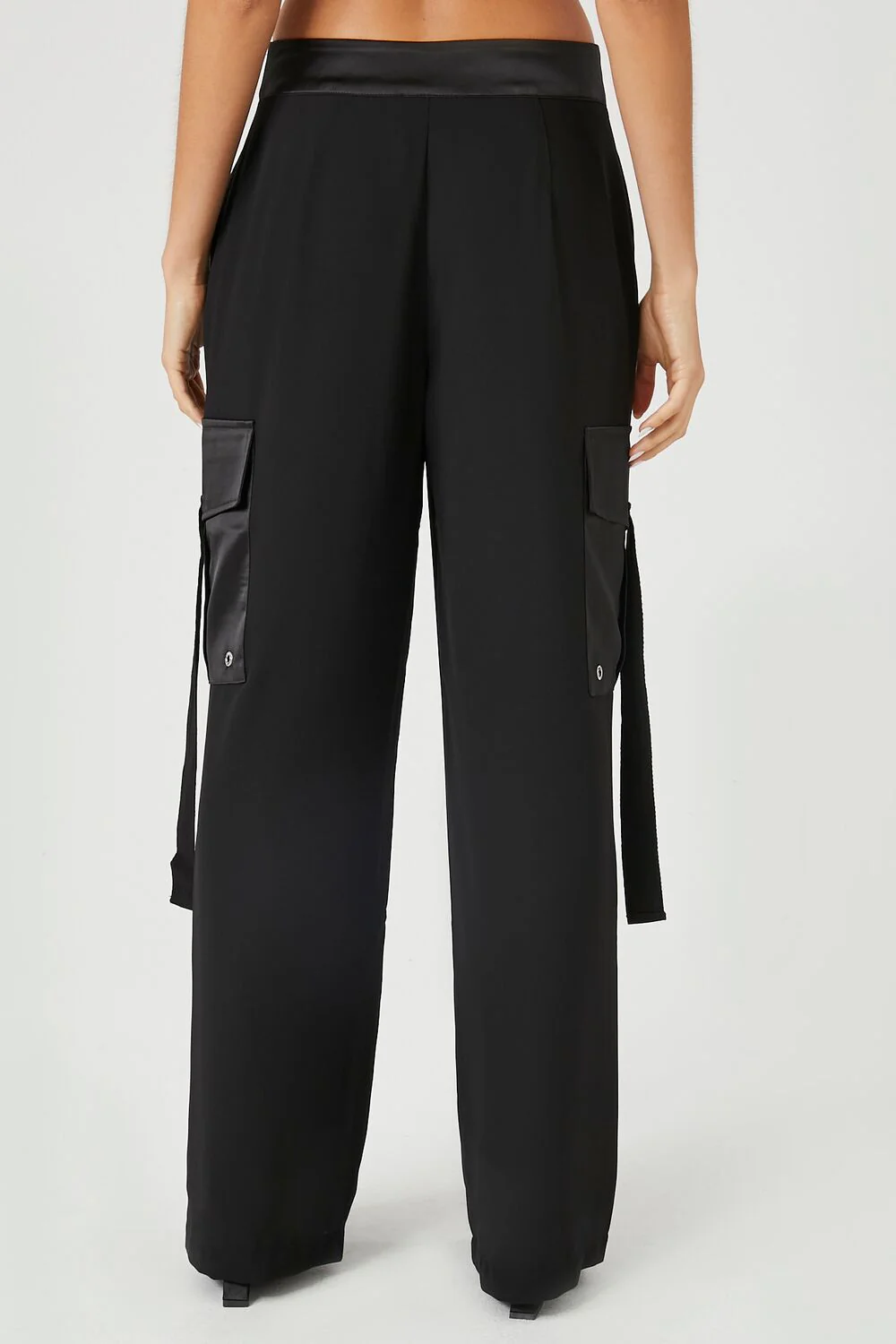 Chiffon Utility Cargo Wide-Leg Pants - Image 4