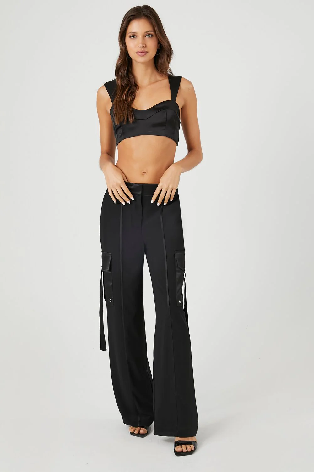 Chiffon Utility Cargo Wide-Leg Pants - Image 5
