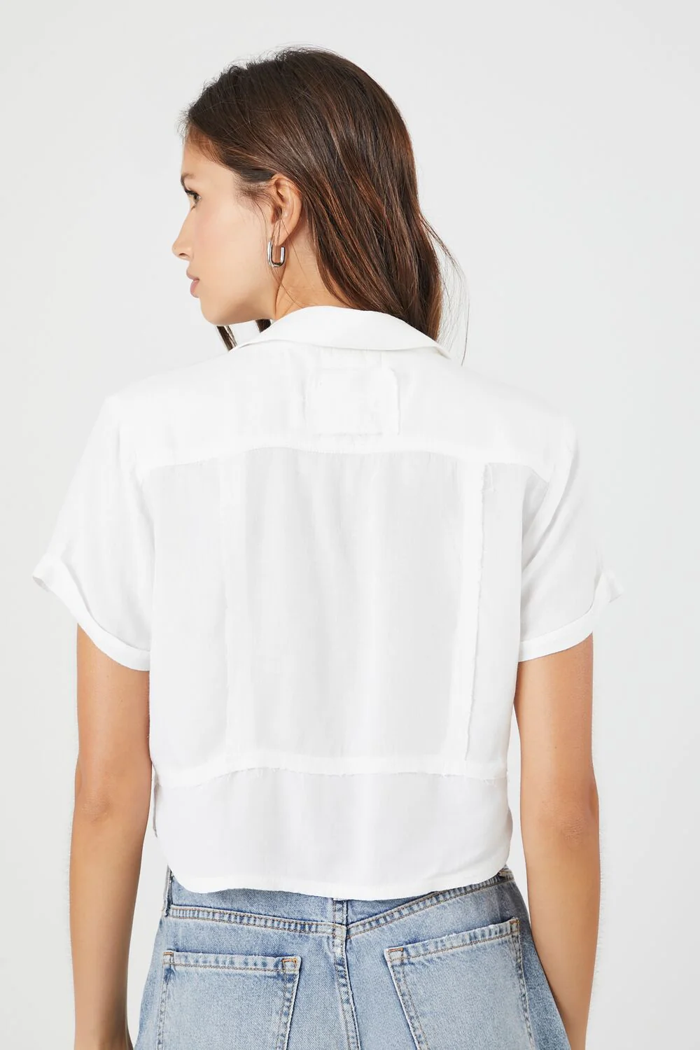 Plunging Button-Front Crop Top - Image 3
