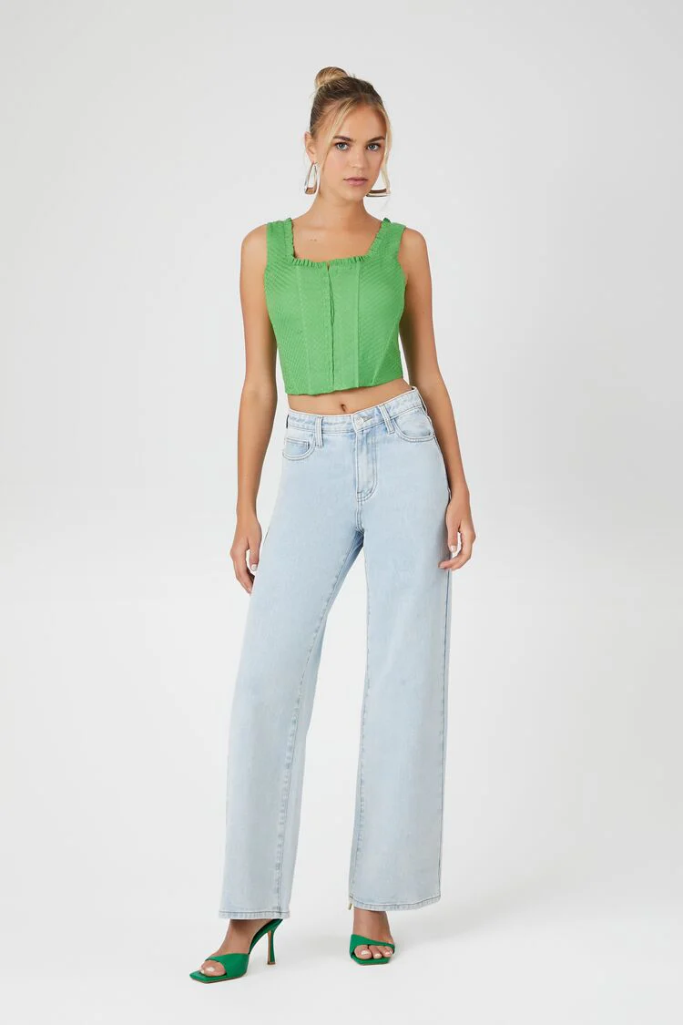 Textured Ruffle-Trim Bustier - Image 4