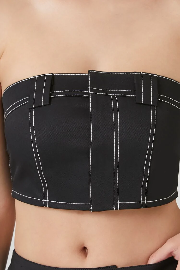 Super Cropped Button-Front Tube Top - Image 3