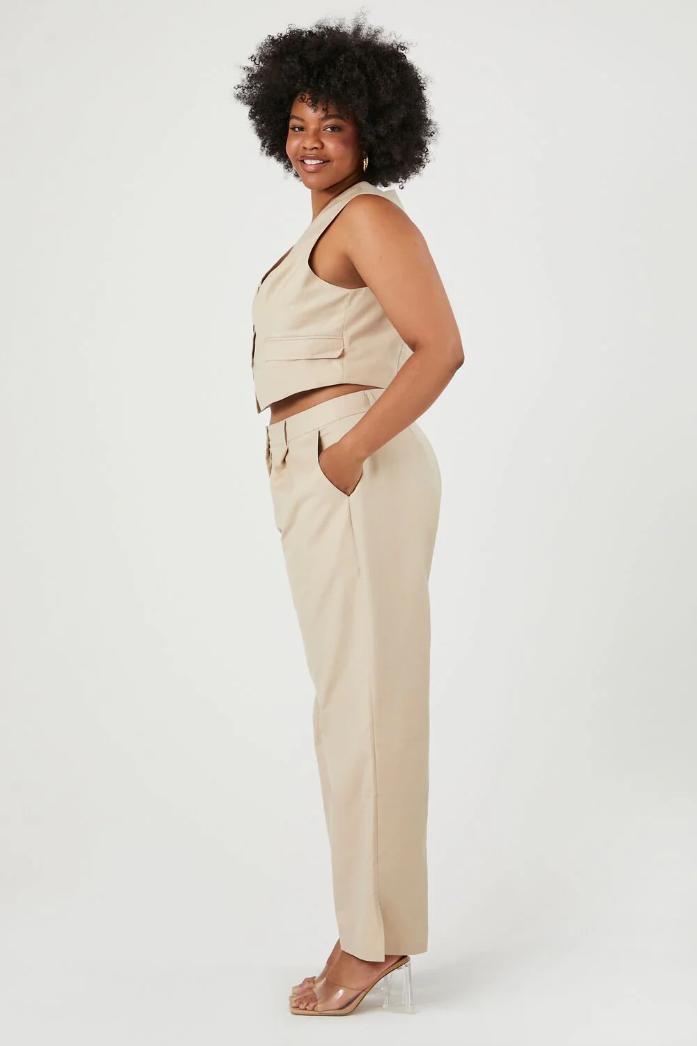 Plus Size Vest & Wide-Leg Pants Set - Image 2