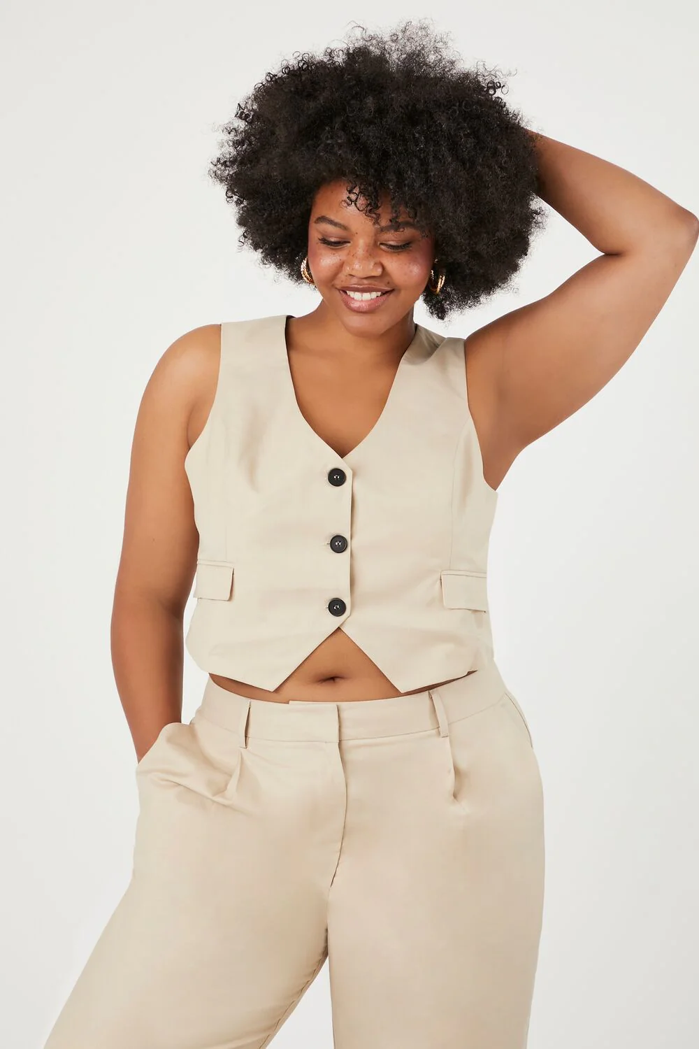 Plus Size Vest & Wide-Leg Pants Set - Image 4