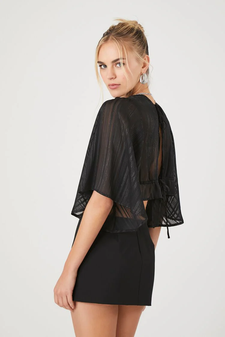 Plunging Kimono-Sleeve Crop Top - Image 4
