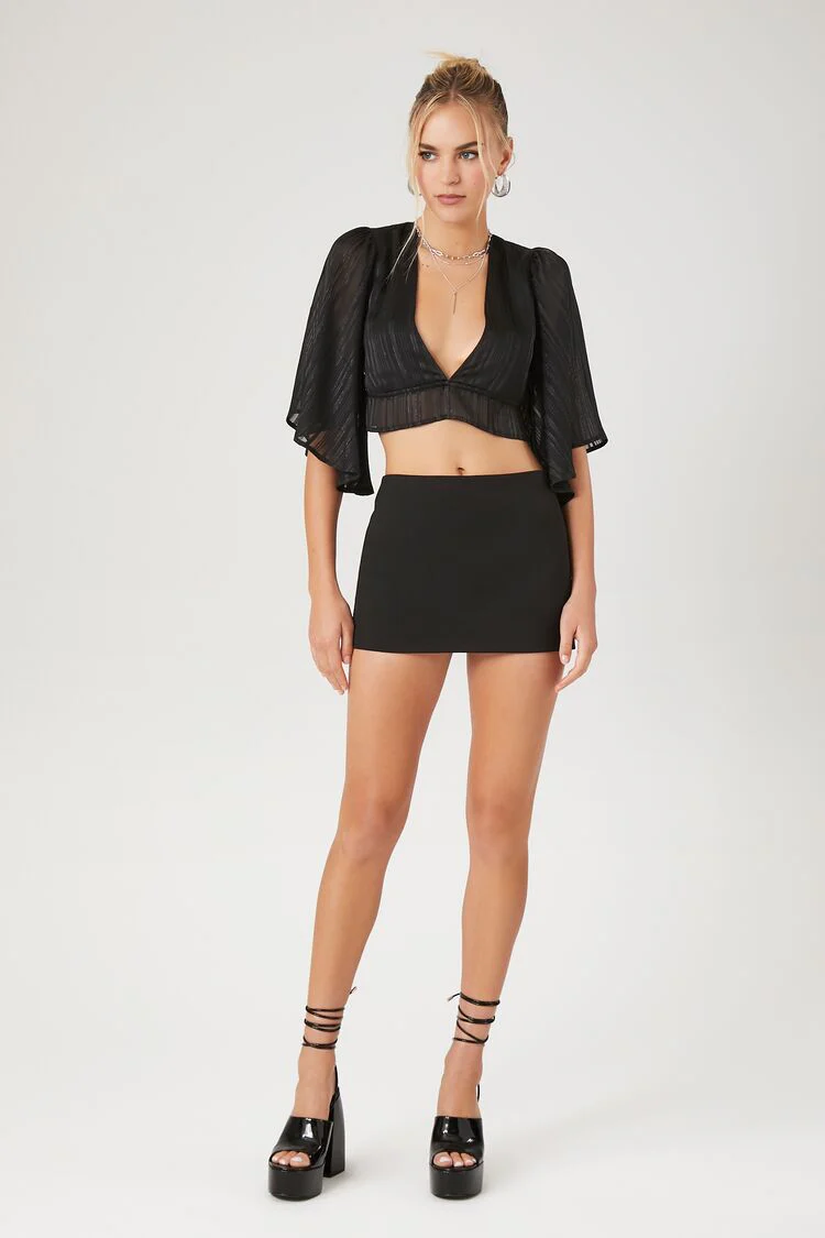 Plunging Kimono-Sleeve Crop Top - Image 5
