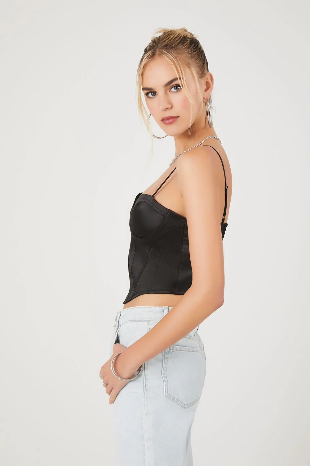 Satin Corset Cropped Cami - Image 2