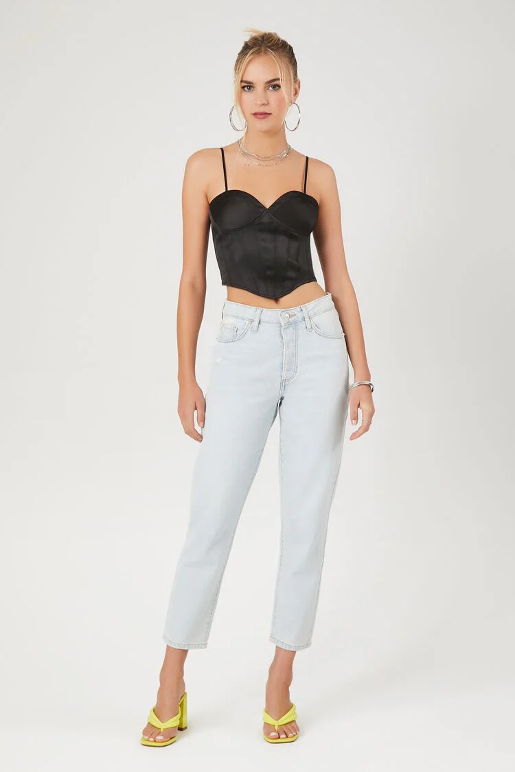 Satin Corset Cropped Cami - Image 4