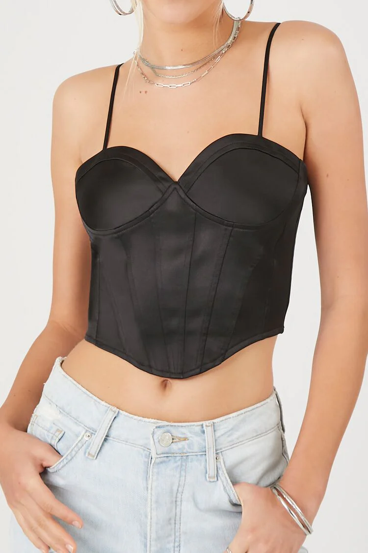 Satin Corset Cropped Cami - Image 5