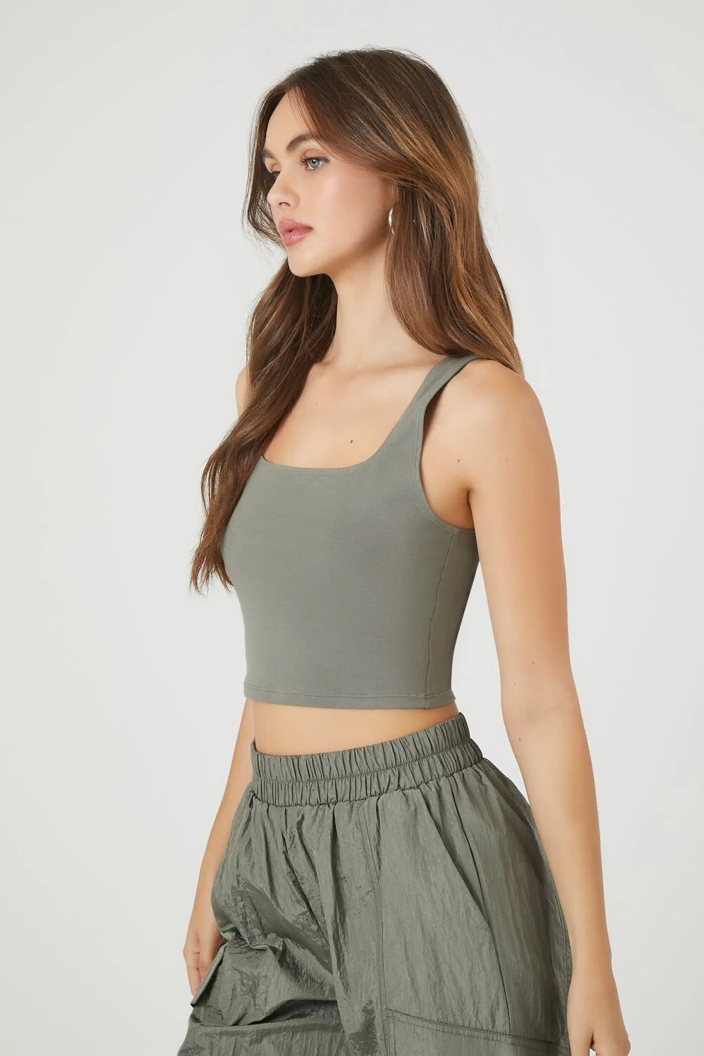 Cotton Cropped Tank Top - Image 2