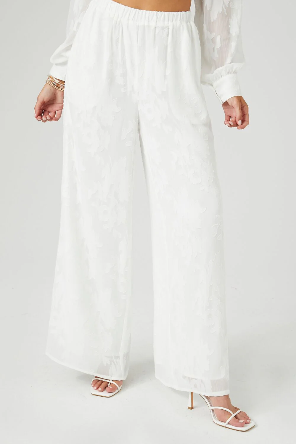 Floral Chiffon Cropped Shirt & Pants Set - Image 6