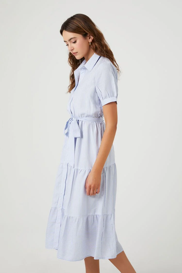 Striped Midi Shirt Dress - Image 2
