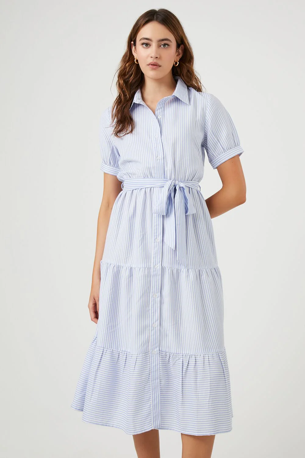 Striped Midi Shirt Dress - Image 4
