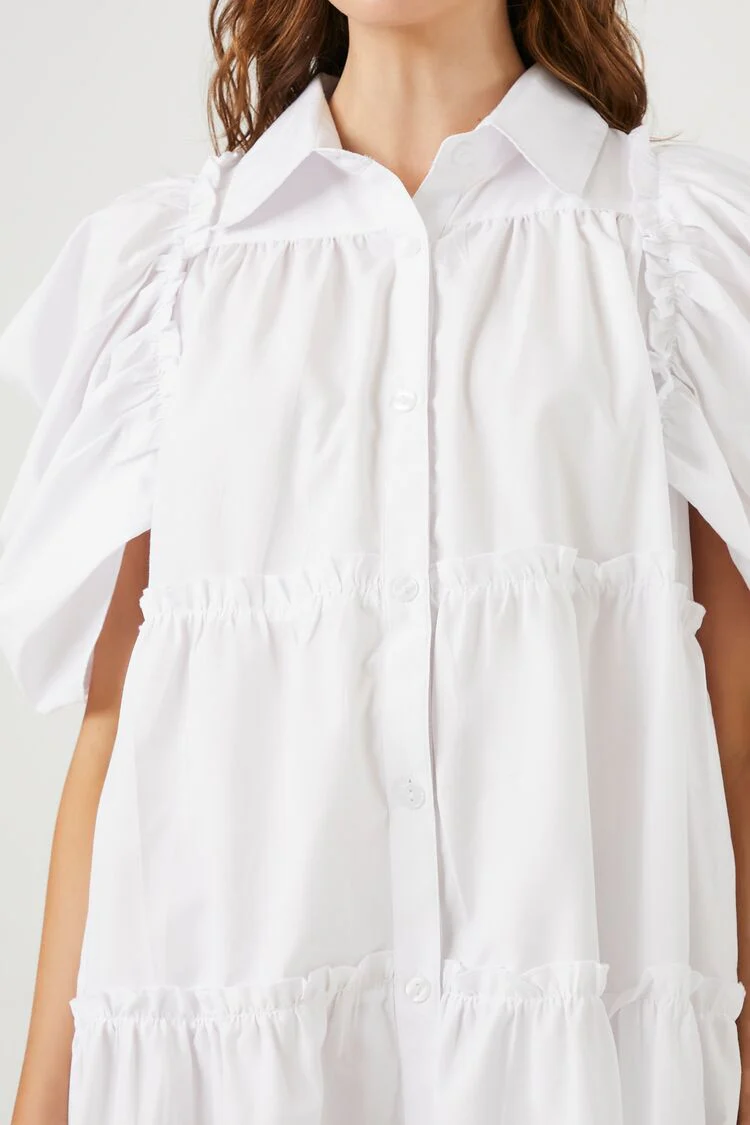 Tiered Puff-Sleeve Shift Dress - Image 5