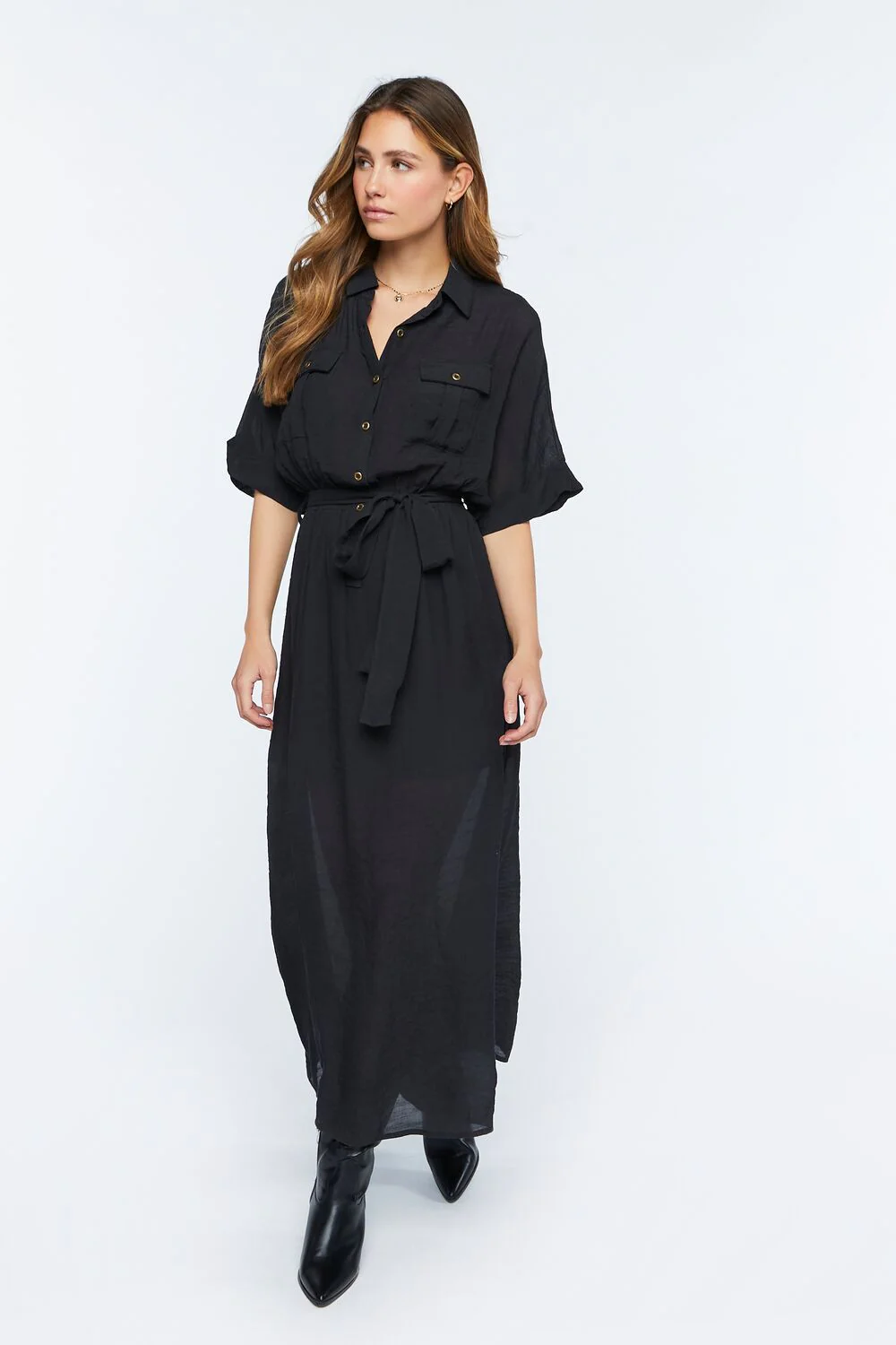 Belted Button-Front Maxi Dress - Image 4
