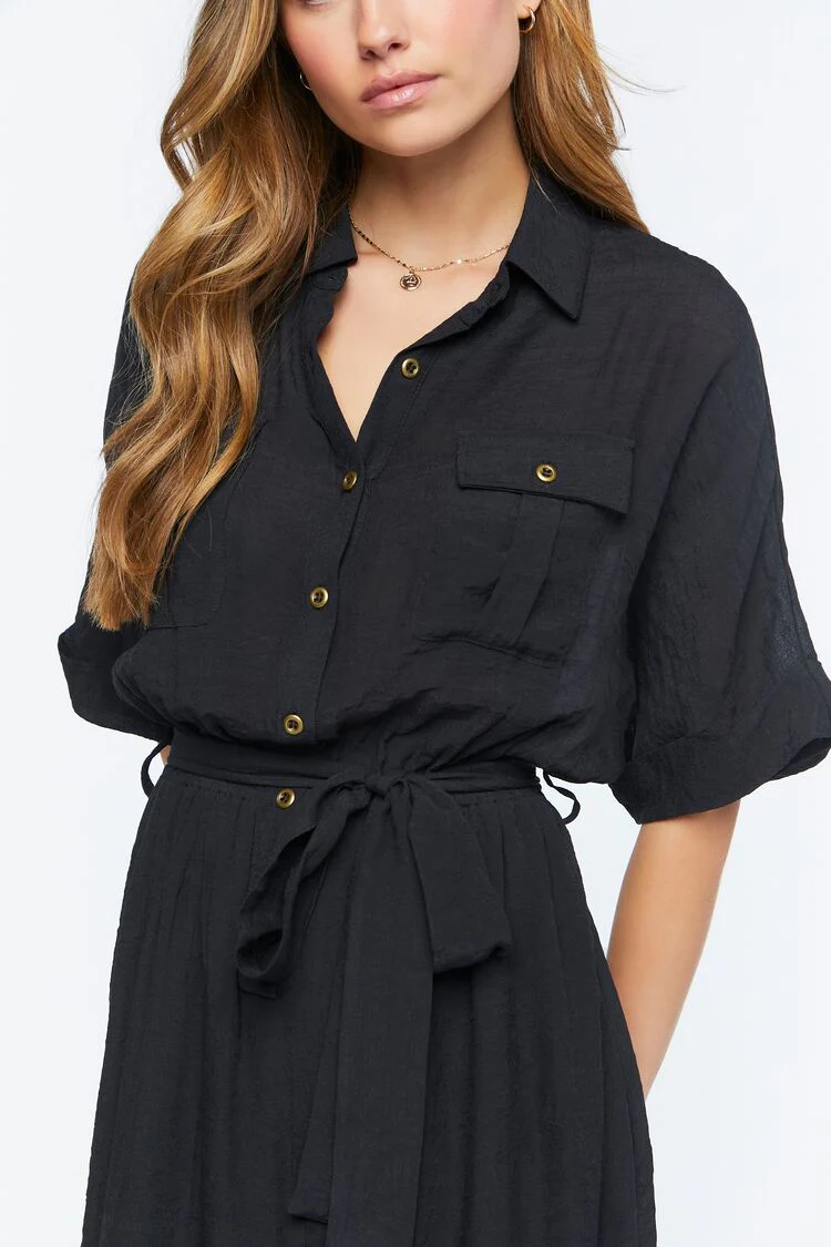 Belted Button-Front Maxi Dress - Image 5